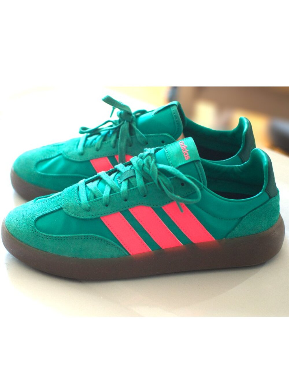 Green and pink Adidas Shoes / Size 10 Women
